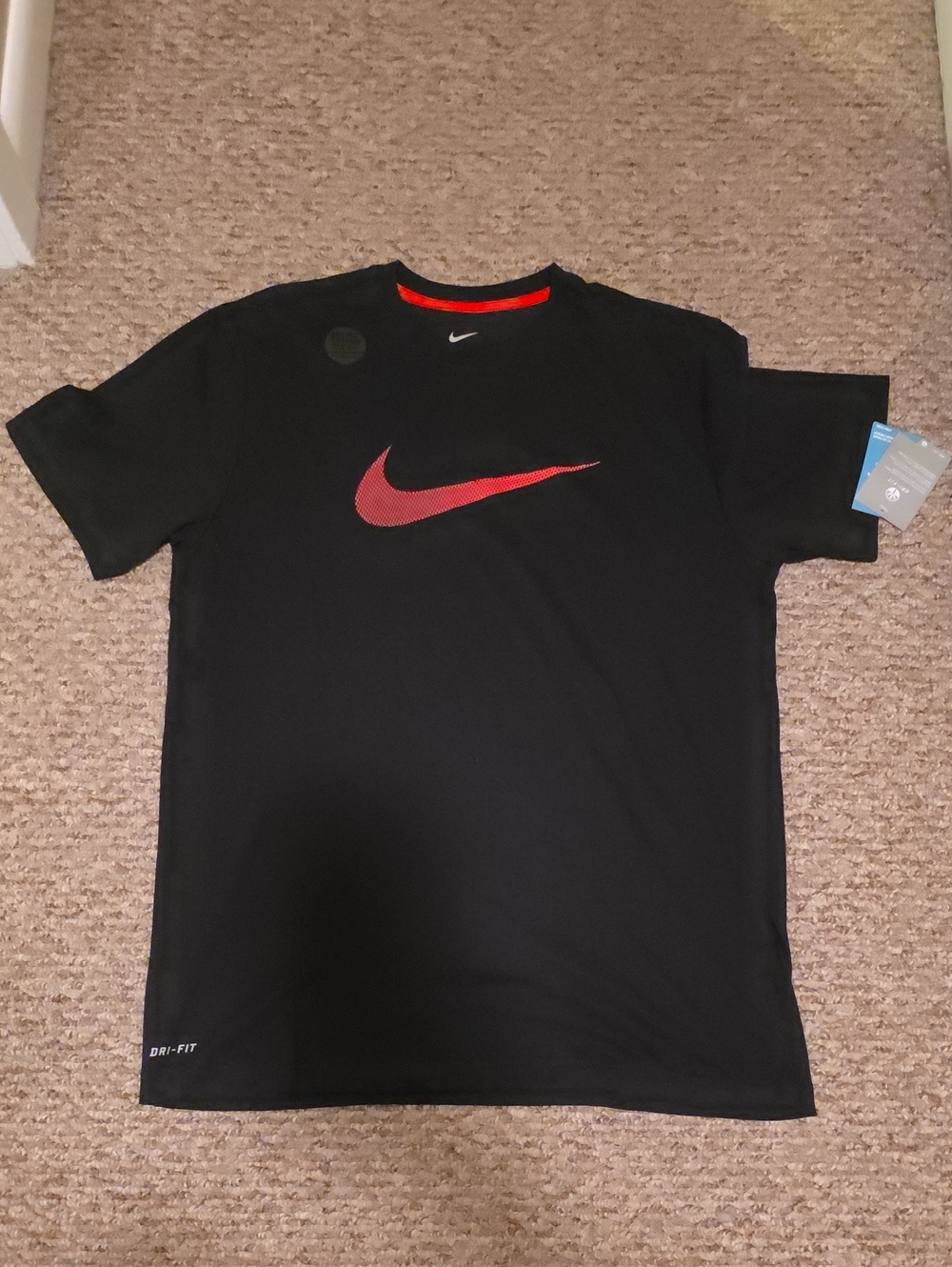 Nike Black Short Sleeve Tee with Red Swoosh